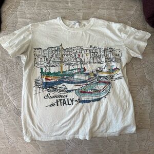 [Dolce & Gabbana] White T-Shirt with Italy Graphic